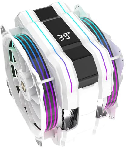 SIMPLETEK - Dissipatore ad Aria CPU RGB con LCD M120D-PLUS II | LGA 1700 1200 2011 2066 1366 1150 1151 1156 1155 | 230W, Ventola 120 mm | Bianco