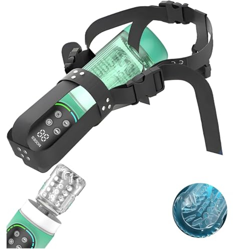 Masturbator Elektrisch Sex Spielzeug Für Die Manner Handfrei Blowjob Masturbieren Cup Mit Strapon-On Harness & Saug & Teleskopfunktion & Rotierende Vibrate Taschenmuschi Penispumpe Sextoysets Für Ihn