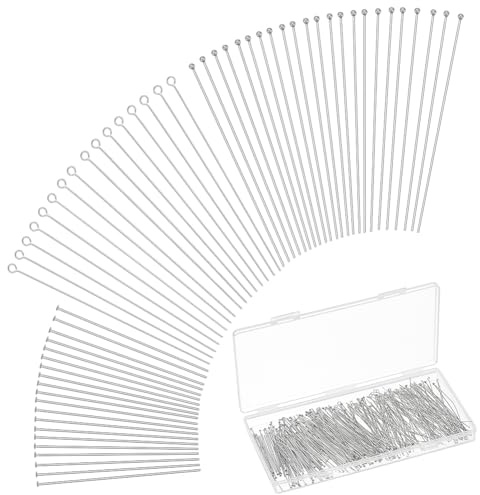 PH PandaHall 400 Stück 3 Stile 304 Edelstahl Flachkopfstifte Ösenstifte Kugelstifte Stifte Zur Schmuckherstellung Metallkopfstifte Zum Basteln von Ohrringen Armbändern Halsketten Anhängern