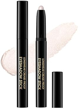 Glitzer Lidschatten Stift, Perlen Weiß Shimmer Creamy Eyeshadow Stick, Langanhaltend Wasserfest Creme Lidschatten Highlighters Augen Makeup, Easy Glide Lidschattenstift Beauty Gift for Frauen-06