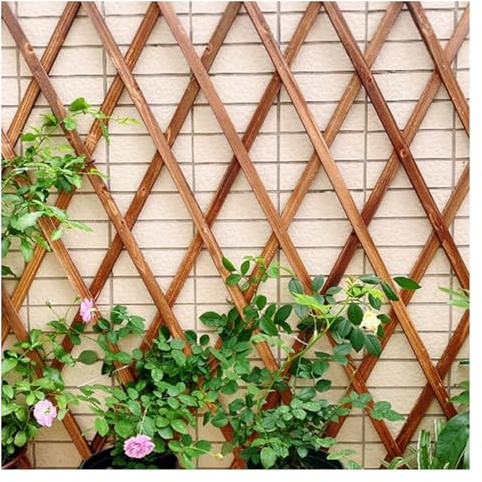 Panneau de treillis en bois extensible – Clôture de jardin décorative extensible, idéale pour les plantes grimpantes et la décoration extérieure, taille parfaite 185 x 30 cm
