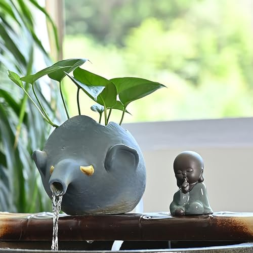 ZYZSY Gargouille en céramique, cracheurs d'étang pour Petits étangs, Sortie De Circulation De Fontaine, Pot en Céramique Fontaine De Jardin Extérieure d'eau pour Aquarium(Blue)