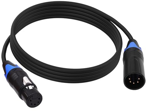 YARCHONN 5 Polig XLR DMX Kabel Adapter DMX512 XLR 5 Polig Stecker auf Buchse Bühnenbeleuchtung Steckverbinder Kabelkabel für Mikrofon Leistungsverstärker DMX Bühnenlichtgeräte -1.8M / 4.9FT