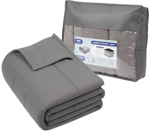 Harbour Housewares Gewichtsdecke mit Aufbewahrungstasche - 125 x 180cm - 6kg - Grau - 1x Schwer Erwachsene Baumwolle Bett Abdeckung Werfen mit Glasperlen | Hochwertige 7-Lagen-Konstruktion | Angst