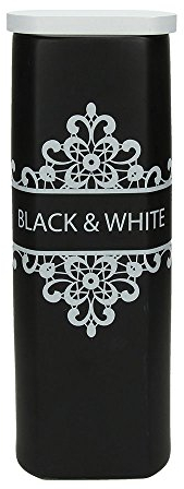 ANDREA FONTEBASSO Black & White, rechteckige Porzellandose für Alles was einem lieb und teuer ist. 27 cm hoch, 1270 ml. Volumen, reicht auch für 500 gr. Pulverkaffee