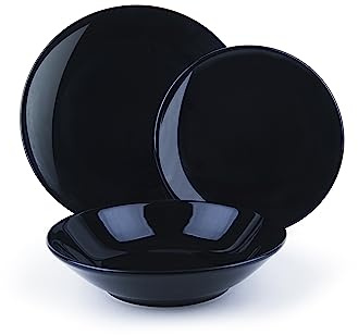 Excelsa Fashion Servizio Piatti 18 Pezzi, Ceramica, Nero