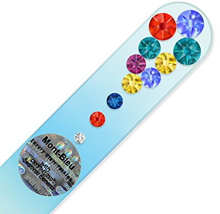 Handgefertigte Glasnagelfeile von Hand dekoriert mit crystals from Swarovski - Klein und handlich, Tschechische Kristallnagelfeile, Echtem gehärteten Glas aus Tschechien