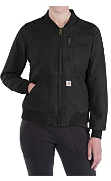 Carhartt Chaqueta Rugged Flex en lona,Relaxed Fit Para Mujer, Negro, XS