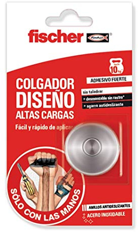 fischer - gancho para colgar Sclm Gancho Diseño Altas Cargas blíster 1 ud, resiste cargas hasta 10 kg gracias al pegamento bicomponente, colgador, rápida adhesión y fácil aplicación