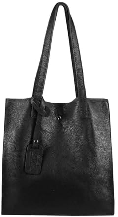 Damen Leder Tasche Set 2in1 Shopper Schultertasche HOBO Bag Umhängetasche Schmucktasche DIN-A4 Schwarz