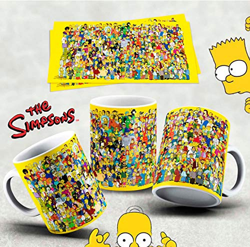 Mugtime (TM) - Simpsons Kawaii Yellow Background Ceramic Coffee Tea Mug Cup 11oz 330ml
