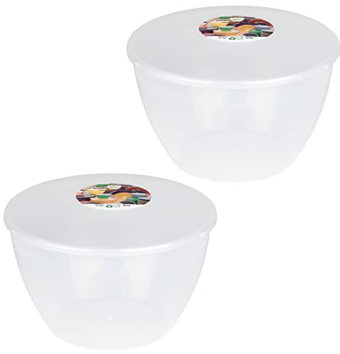 3 Pint Pudding Basin and Lid Pack of 2 Plastic Pudding Basins 1.7lt (3pt) Large Size Food Safe Steaming Bowls Clear