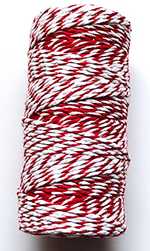 CaPiSo Baumwolle 2mm Bäckerschnur Kordel Bäckerkordel Schleifenband Geschenkband Dekorationsband für Garten Haus Weihnachten Basteln Dekorieren Schleife