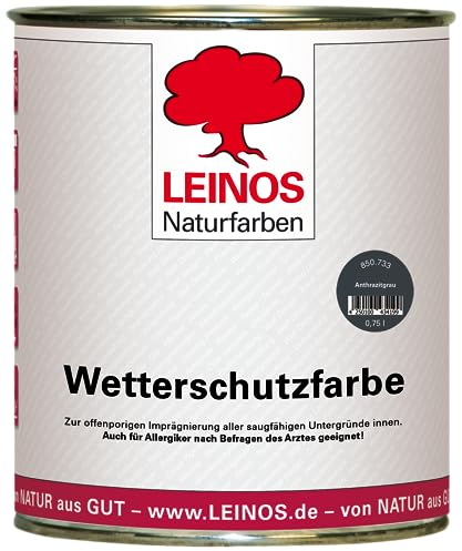 LEINOS Wetterschutzfarbe 750 ml | Anthrazitgrau für Holzfassaden Fenster Gartenhäuser | wetterbeständige Deckfarbe,Schutz auf Ölbasis im Außenbereich