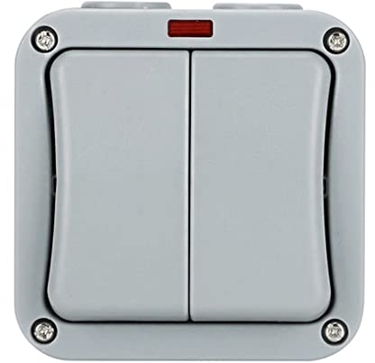 CENPEK Waterproof Double Way Control Switch - 2 Gang, 20A, Double Light Switch