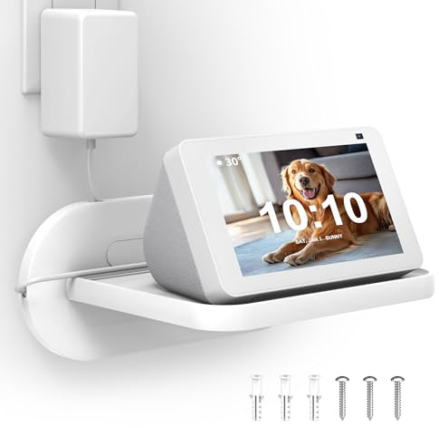 HomeMount Wall Mount for Nest Hub (1st & 2nd Gen) / Show 5 / Show 11, White | Space-saving shelf, Secure screw fixing for sturdy hold, Ideal for kitchen, living room or garage, Easy to install