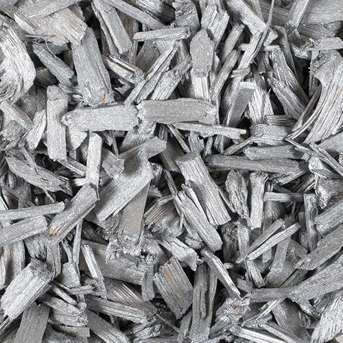 Eurosand HOLZFLAKES 10-30 mm. Holzgranulat, Holz Stücke. 1 Liter, metallic Silber