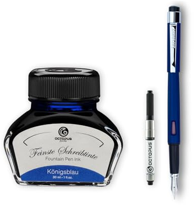 Diplomat Magnum Indigo Blue set de stylos à plume, stylo à plume en set avec encre d'écriture et convertisseur, set d'écriture