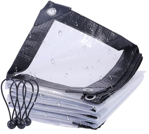 FoundGo 2x2m Transparente Abdeckplane mit Ösen [PE Material 130 g/m²] wasserdichte Regenschutz Durchsichtige Plane Outdoor Abdeckfolie Inkl. 4X Planenspannern