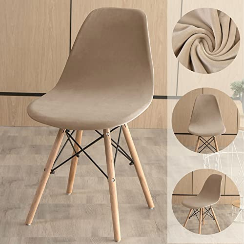 FANSU Luxus Samt Stuhlhussen 1/2/4/6er Set Strech Esszimmerstühle Bezug Küchenstühle Husse Elegante Schwingstühle Schalenstuhlbezug für Wohnzimmer Esszimmer (Beige,6 Stück)