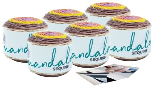 Lion Brand Yarn - Mandala-Pailletten - 6 Stück mit Musterkarten (Achat)