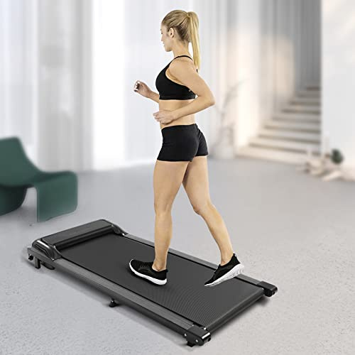 Walking Pad 6km/h,Motorisiertes Laufband Heimtrainer Elektrisch Walkpad Schreibtischlaufband für Zuhause & im Büro, 100KG Max (Schwarz)