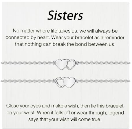 Schwestern Armband 2 Stück Silber Herz Gliederarmband Geschenk Für Schwester Freundschaftsgeschenk Für Mädchen Bff Bestie Bracciali per uomo e donna 81