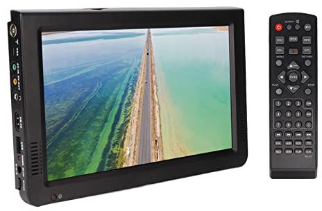 TV Digital para Automóvil de 10 Pulgadas, TV Portátil de Mano, Reproductor de Video 1080P, Dos Parlantes Redondos de 32 MM con Ventosa Y Cargador de Automóvil de 12 V para Automóvil, Camping