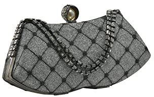 CORIOS Strass Abendtasche für Damen Shiny Diamant Clutch Tasche Elegante Kette Schultertasche Brauttasche Luxuriös Umhängetasche Klein Tasche Hochzeit Abschlussball Party Handtasche Grau
