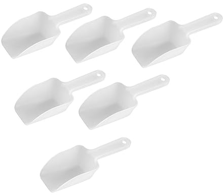 BESTonZON Eisschaufel Mehlschaufel Reisschaufel 6 Stück Weiß Kunststoff Spülmaschinengeeignet Kleine Küchenschaufeln für Eiswürfel Mehl Reis Süßigkeiten Partys Bars Buffets