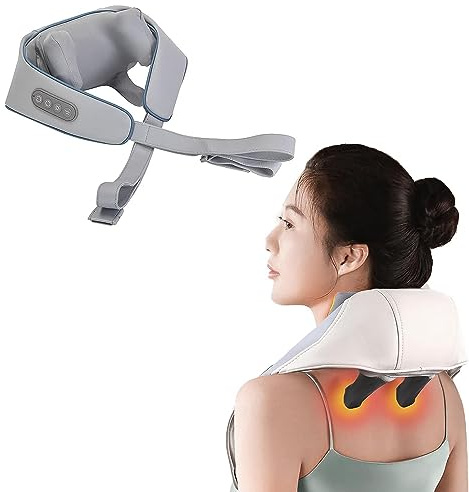 Nackenmassagegerät mit Wärme, Shiatsu Rücken-Nacken- und Schulter-Massagegerät, 2 Massage-Modi, Deep Tissue 3D Kneten massagegerät nacken für den unteren Rücken & Beine, Office Home Use (grau)