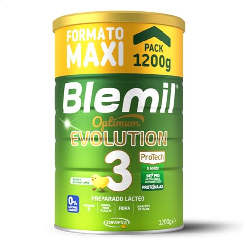 Blemil 3 Optimum Evolution | 1200g | Preparado Lácteo en Polvo para Niños de 1 a 3 años - 0% Azúcares Añadidos, sin Aceite de Palma - Formato Ahorro | Preparado en Polvo, 0% Azúcares Añadidos, Sin Aceite de Palma, Formato Ahorro