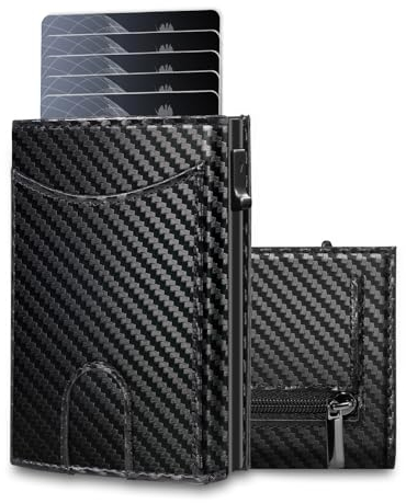 UNOSEKS Geldbörse Herren - Geldbeutel Herren Kartenetui mit RFID Schutz, Slim Wallet mit Münzfach, Portmonee Herren mit ID & Card Cases for Men,Kreditkartenetui bis 1-6 Karten(Kohlefaser)
