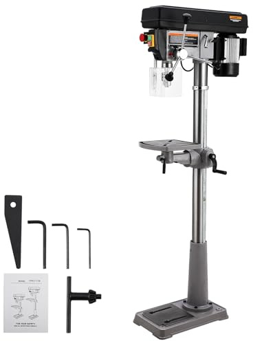 Garvee 13 in Floor Drill Press, 7.5 Amp 120V Pure Copper Motor with Swing-away Safety Guard, 288-3084 RPM Variable Speed, 0-45°Tilting Worktable, Tabletop Drilling Machine for Wood Metal