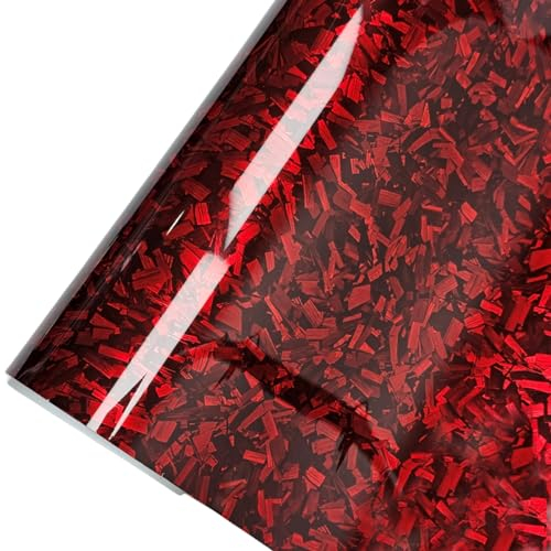 CompraFun Forged Carbon Folie, Selbstklebend Blasenfrei für Auto Motorrad Fahrrad Lackschutzfolien, Vinyl Folierung (Rot Glanz, 30 x 150CM)