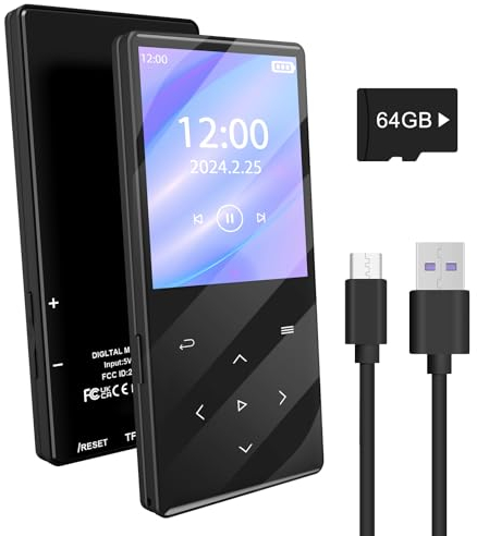 Gueray 128GB MP3-Player mit Bluetooth 5.0 Tragbarer digitaler Musikspieler mit HiFi Sound Eingebauter Lautsprecher Unterstützung FM-Radio Sprachrekorder TF-Karte