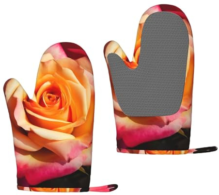 Impression de Rose de thé Hybride, Gants de Cuisine antidérapants en Silicone, Gants de Cuisson résistants à la Chaleur, Une Paire