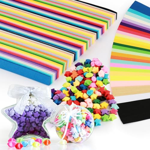 VEPEPE 3240 Pcs Paper Star Strips,Origami Lucky Crafts, 27 Colourful Origami,Double Sided Lucky Star Strips for Parties, Gifts, Art Supplies,Home DIY Crafts and Decorations