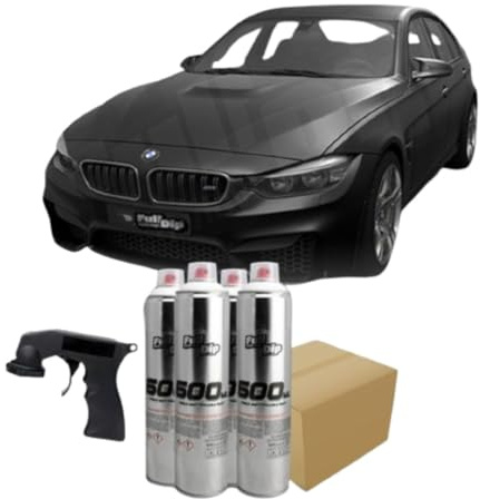 AutoFullCar - Pack para Pintar el Coche con Spray Full Dip 600 ml (12 Unidades) - Pintura Vinilo con Regalo Adaptador de spray (Negro Metalizado)