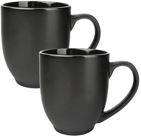 Schramm® Kaffeetassen Set schwarz aus Porzellan wählbar 2, 4 oder 6 Stück 460 ml Kaffeebecherset Kaffeebecher Keramik mit Henkel 2er, 4er oder 6er Set, Anzahl:2 Stück