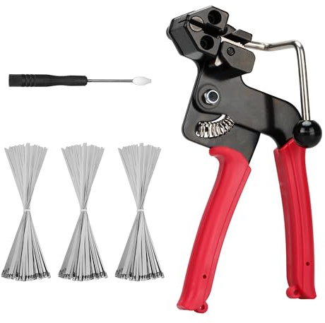 NorthSpoor Stainless Steel Cable Tie Gun Metal Cable Tie Gun Set with 150 304 Stainless Steel Cable Ties Tool Set for Cutting and Fastening Cable Ties Wrap Tool Metal Zip TieTightener