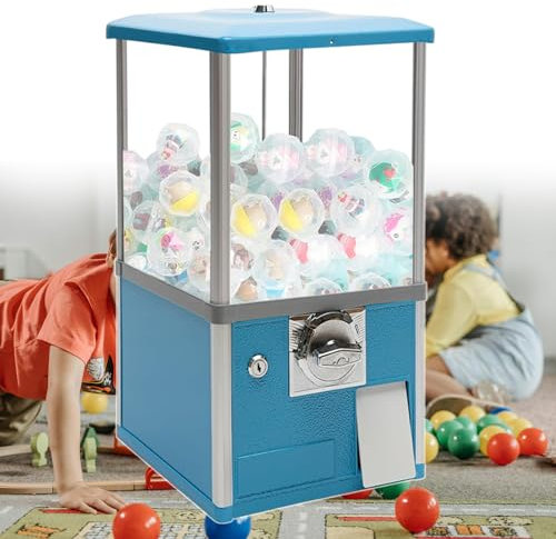 pealiritansemen Commercial Capsule Toy Vending Machine, Round Capsules Dispenser, Coin Operated Vending, Small Candy Dispenser, For Shopping Mall, Bookstore, Arcade,Blue