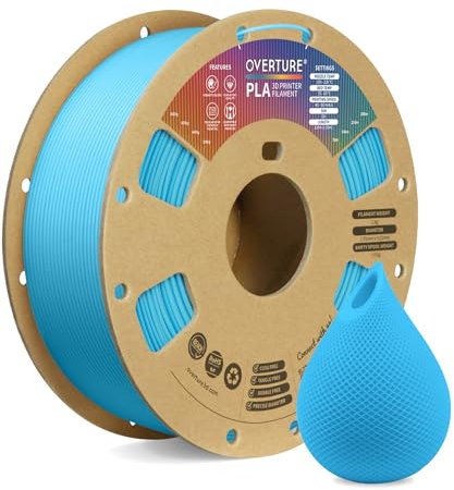 OVERTURE PLA Filament 1,75 mm Aufgerüstet, 1kg Filament (2,2 lbs), Maßgenauigkeit +/- 0.02mm, für 3D-Drucker (Hellblau)
