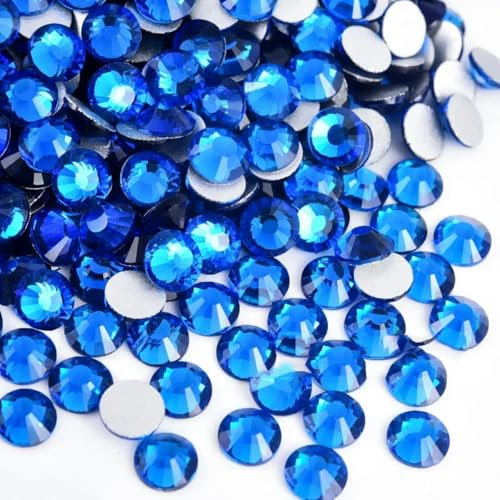 B-03398-Pfauenblau-SS12-1440 Stück, mehrfarbige Glassteine, nicht Hotfix-Strasssteine, flache Rückseite, Nagelkunst-Dekorationen