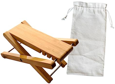 JOINPAYA Einstellbarer Klappbarer Gitarrenhocker Aus Holz Mit Praktischem Tragebeutel Tragbarer Faltbarer Gitarrenstuhl Für Optimalen Komfort Und Stabilität Beim Spielen