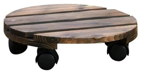 Dekorativer Ständer aus Holz, bewegliches Blumentopfregal, Topfständer, Halter mit Rädern, 25 cm, für drinnen und draußen, Garten, Terrasse, Kräutergarten, Indoor (Khaki, Einheitsgröße)