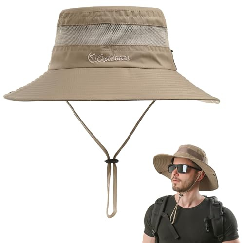 SilverChry Fiskehatt, Foldable Sun Hat, justerbar vandringshatt för män, Sonnenhut Damen, solhatt bärbar hopfällbar UV-beständig, för vandring camping resor strand, Off White, 60 cm