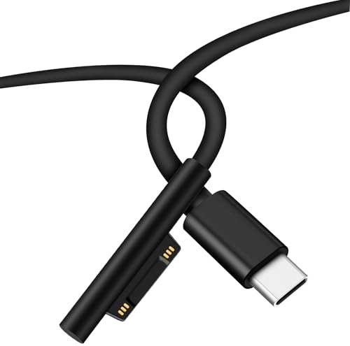 Magnetisches Ladekabel USB-C-Stecker auf Surface, unterstützt PD bis zu 45 W (15 V/3 A) Schnellladen, kompatibel mit Microsoft Surface Pro 7/6/5/4/3 Go/Book Surface Laptop 4/3/2, 2 m/6,56 Fuß
