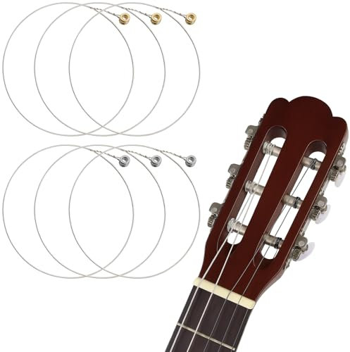 ZWWOGE 6 Stück E-1. B-2 Gitarrensaiten 86,5cm Akustikgitarrensaite Folk Gitarrensaite Resistent Gegen Rost Edelstahl Ersatz für Gitarrensaiten，Gitarrensaiten Westerngitarre
