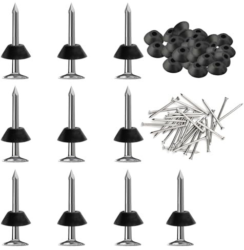 Beatific 60 Stück Noppenfolie Nägel 3,5x30mm, Dichtnägel für Noppenbahn, Dichtnägel für Noppenbahn, Montageknöpfe mit Nagel zur Befestigung von Noppenfolie für Hochbeet Noppenbahn Abschlussprofil
